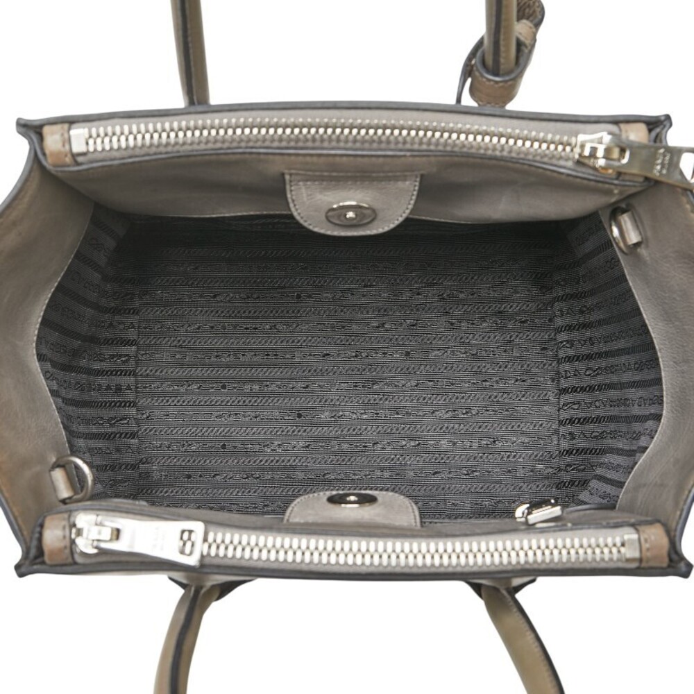 Prada Gray Plate Bag Logo Leather Handbag Triangle Shoulder - Picture 7 of 9